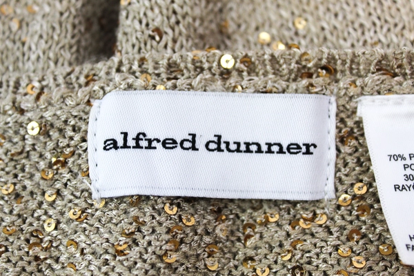 Alfred Dunner Women's Large Sequin Beaded Sweater Beige Pink Brown Sparkle