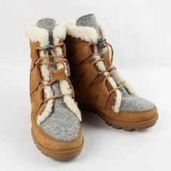 Sorel Joan Of Arctic Wedge II Cozy Ankle Boots Camel Brown Color Suede Size 7.5