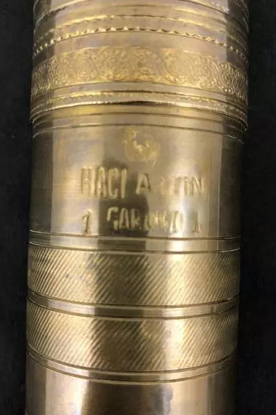 Haci Artin Brass Turkish Coffee or Pepper Mill Vintage 1970s 9" Tall Textured