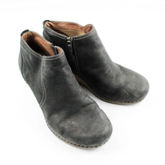 Dansko Susan Wedge Bootie In Black Nubuck Black Leather EU 38 Woman's Size 7.5-8