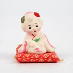 Miniature Hand Painted Kawasaki Ceramic Geisha On a Pillow Doll 1.75 Inch