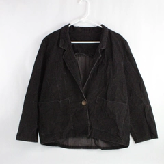 Handmade Dark Brown Single Button Corduroy Blazer Women's Size XL