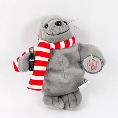 Collectible Coca-Cola Bean Bag Plush Gray Seal W/ Red/White Scarf W/ Tag