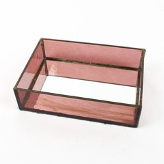 Purple Stained Glass Trinket Tray With Mirror Bottom