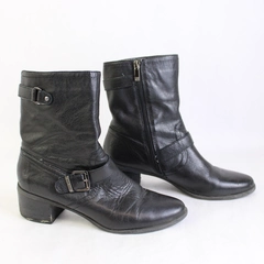 Anne Klein iFlex Black Leather Almond Toe Heeled Boots Women's Sz 9M
