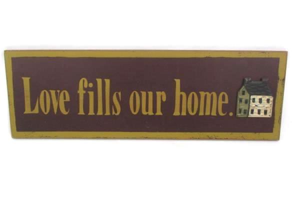Lot of 2 Home Wall Decorations Framed Picture Wooden Entryway Sign