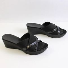 Bandolino Women's Black Faux Snakeskin Straps Platform Sandals US Size 9