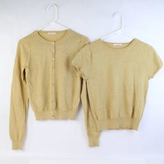 Just In Case 2-piece Set Glittery Gold Knit Cardigan & Top Sizes 38 & 40
