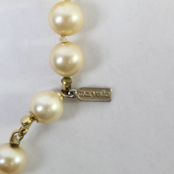 Lot of 2 Vintage Cream & Pink Faux Pearl Necklaces, Gold Tone Clasp