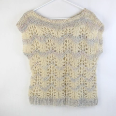 Handmade Pastel Striped Loose-Knit Sweater Vest Women's Size Medium