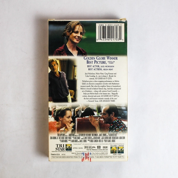 As Good As It Gets VHS Cassette Tape Columbia Tri Star 1998 Jack Nicholson Hunt