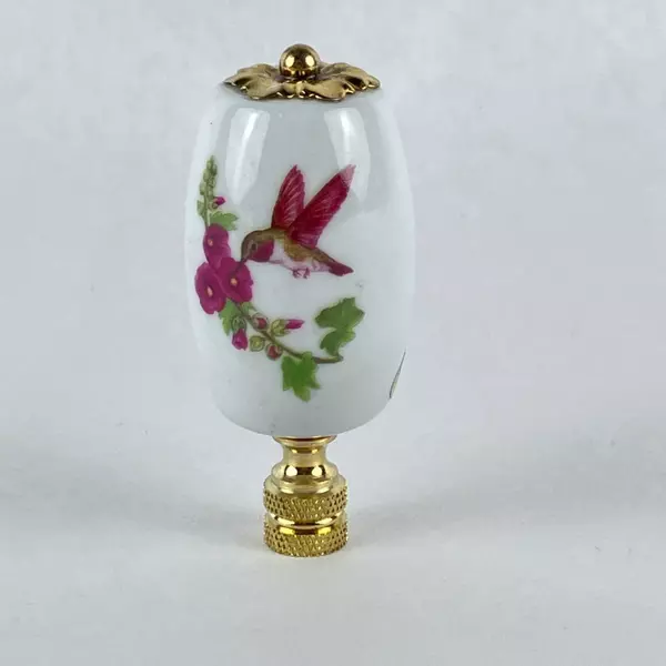 Lot of 2 Ceramic Hummingbird Lamp Ornament NIB Lamp Topper 98C613 Giftco Inc New
