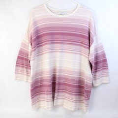 CJ Banks Pink and White Striped 3/4-Sleeve Knit Sweater Women's Size 1X