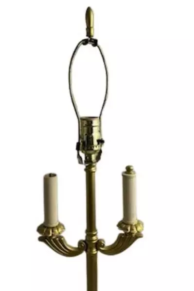Vintage Antiqued Style Bronze Toned Church Candelabra Lamp Tested Works No Shade