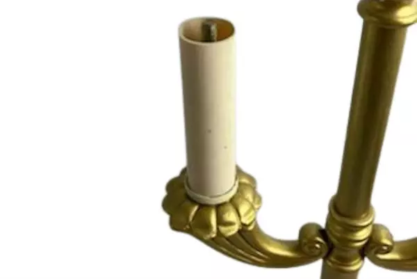 Vintage Antiqued Style Bronze Toned Church Candelabra Lamp Tested Works No Shade