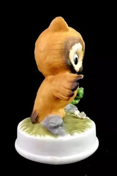 Vintage Napco Owl Figurine Bisque Porcelain 3 Inch Kitsch 1970s Napcoware