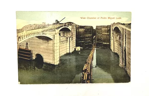 West Chamber of Pedro Miguel Lock Panama Canal Postcard Valentine-Souvenir Co