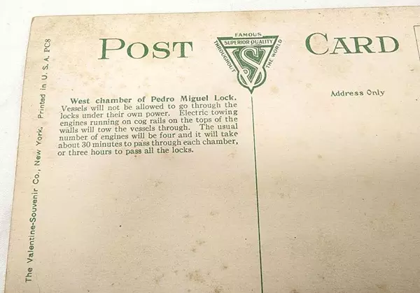 West Chamber of Pedro Miguel Lock Panama Canal Postcard Valentine-Souvenir Co