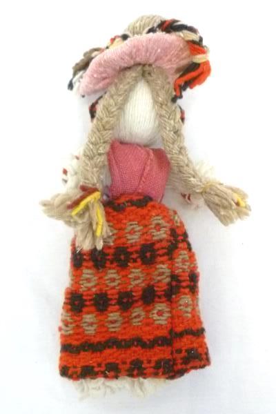 Unique Multicolored Yarn Doll With Hat Folk Art Collectible Quality Handmade