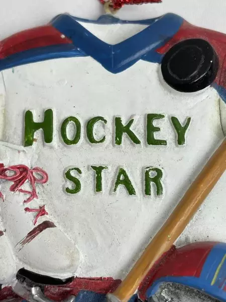 Christmas Ornament Hockey Star Skates Stick Helmet