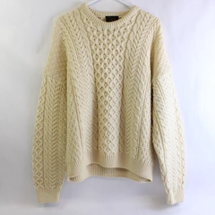 Carraig Donn Unisex XL Merino Wool Knit Sweater Made in Ireland Cream White