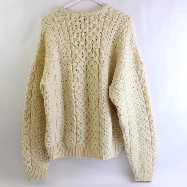 Carraig Donn Unisex XL Merino Wool Knit Sweater Made in Ireland Cream White