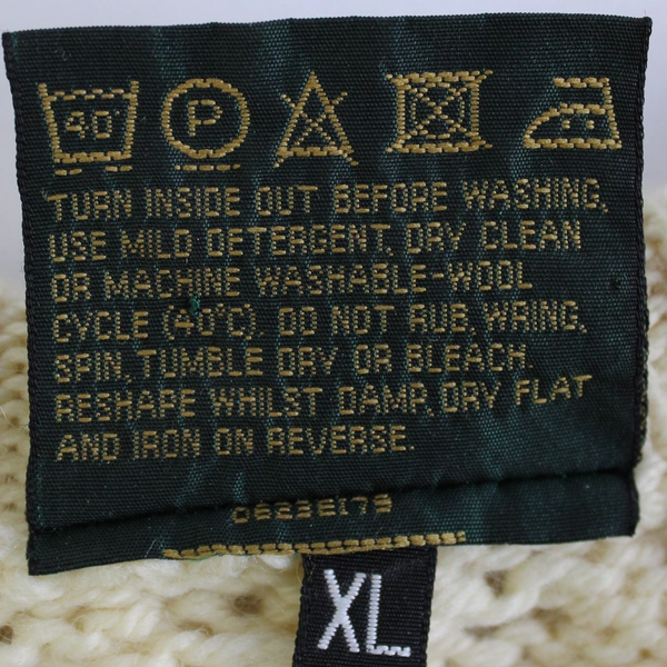 Carraig Donn Unisex XL Merino Wool Knit Sweater Made in Ireland Cream White