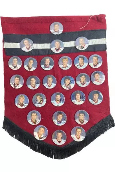 Felt Display Banner Rack 27 Portland Winter Hawks Autographs Picture Buttons