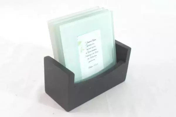 Set of 4 Merch Source LLC Frosted Thick Glass Coaster Window With Holder