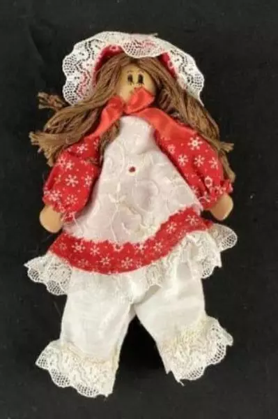 Lot of 3 Hand Painted Wood Clothes Pin Dolls Blonde Brunette Blue Hair
