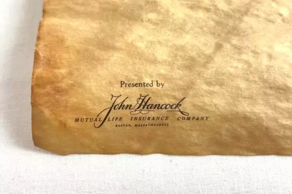 Mutual Life Insurance John Hancock Presented Declaration of Independence Texture