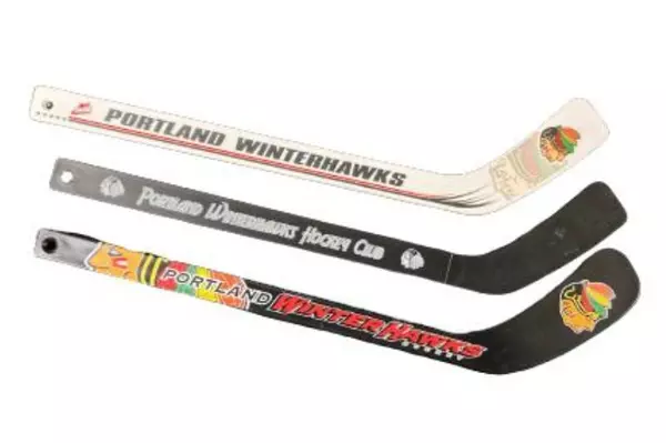 Lot of 3 Portland Winter Hawks Mini Hockey Sticks Plastic Promo Plastik Sport FX