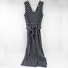 Monteau Navy Blue and Gray Striped Jumpsuit Women's Size XS