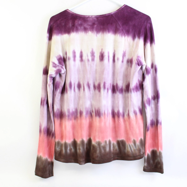 XCVI Purple Pink & Brown Long-Sleeved Tie-Dye Top Women's Size PS