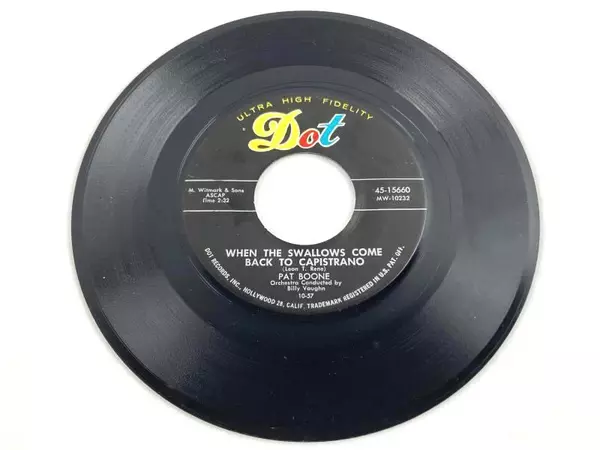 Lot of 2 Vintage Dot Records 6 In Vinyl Records 45 RPM Pat Boone April Love Sand