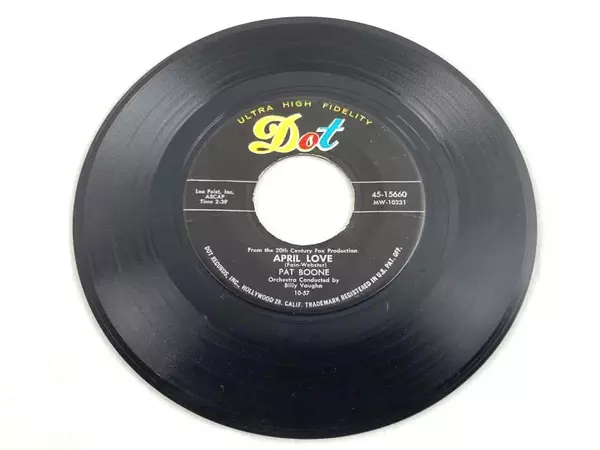 Lot of 2 Vintage Dot Records 6 In Vinyl Records 45 RPM Pat Boone April Love Sand