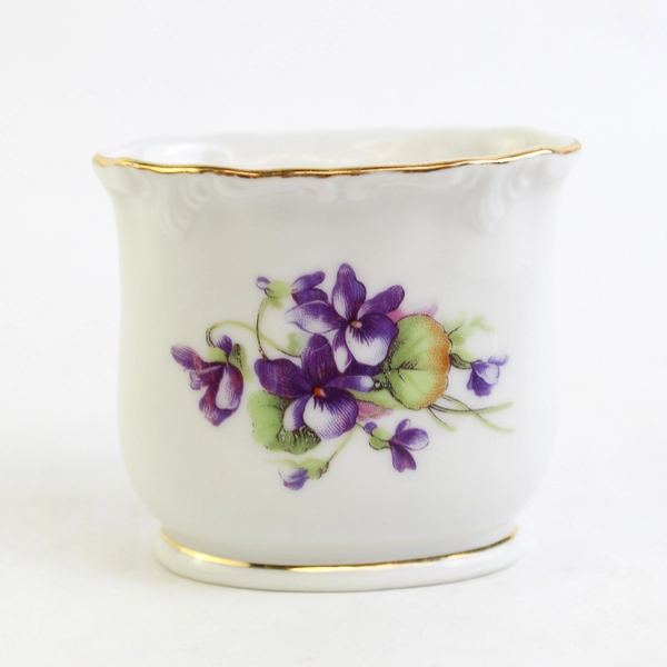 Vintage Royal Heidelberg China Miniature Violets Vase 2.5 Inch