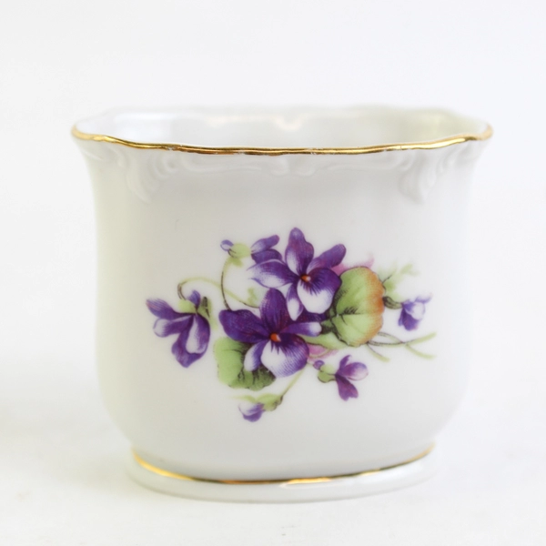 Vintage Royal Heidelberg China Miniature Violets Vase 2.5 Inch