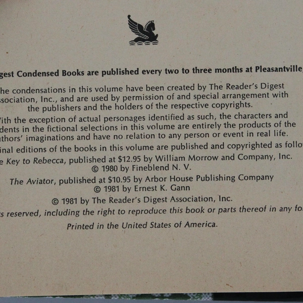 Reader's Digest Best Sellers The Key to Rebecca & The Aviator 1981 HC Vintage