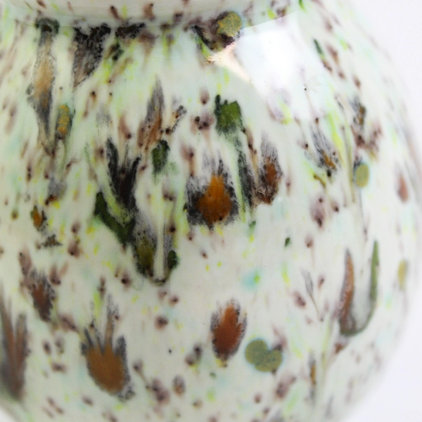 Vintage Miniature Green Bud Vase With Brown And Black Speckles 3 Inch Signed A H