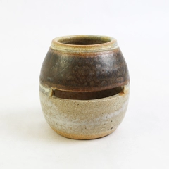 Handmade Pottery Vase With A Slit In The Side For Candles Incense Signed 2.5 In