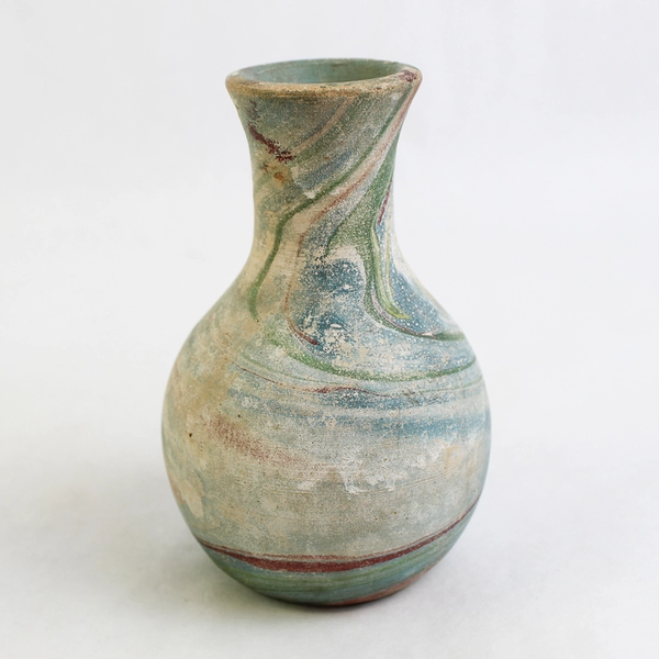 Lot of 2 Hand Painted Ceramic Vases Swirl Patterns 5.25 And 3.5 Inches