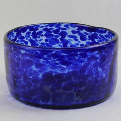 Vintage Blue Art Bowl Teign Valley Glass 7" Round