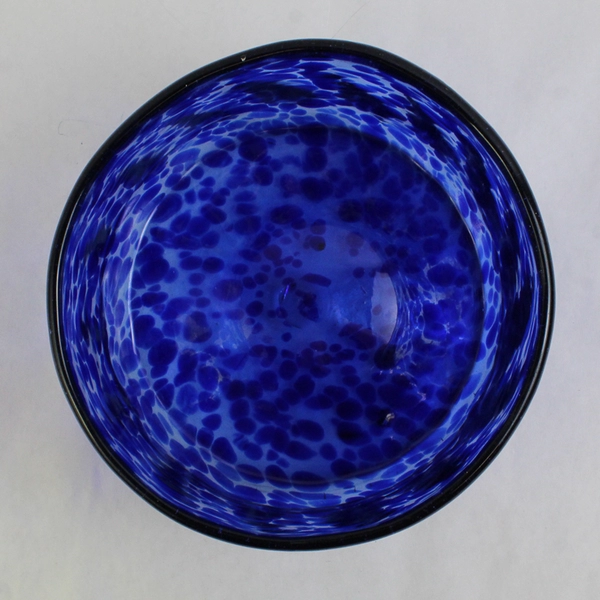 Vintage Blue Art Bowl Teign Valley Glass 7" Round