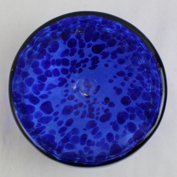 Vintage Blue Art Bowl Teign Valley Glass 7" Round
