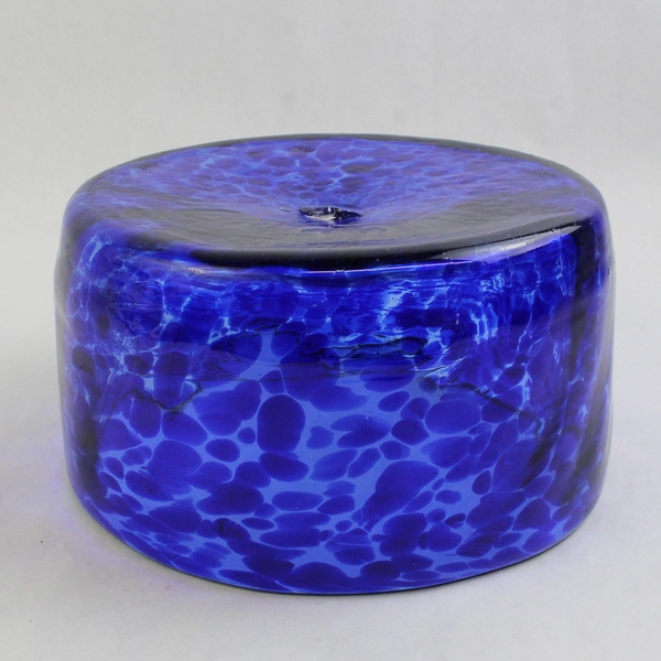 Vintage Blue Art Bowl Teign Valley Glass 7" Round