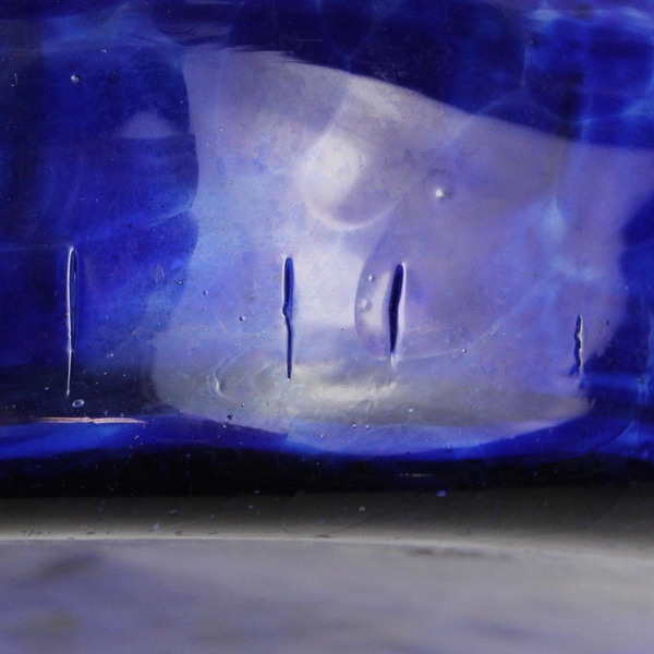 Vintage Blue Art Bowl Teign Valley Glass 7" Round