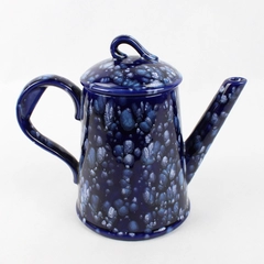 Vintage Hand Painted Blue Spongeware Coffee Pot Blue