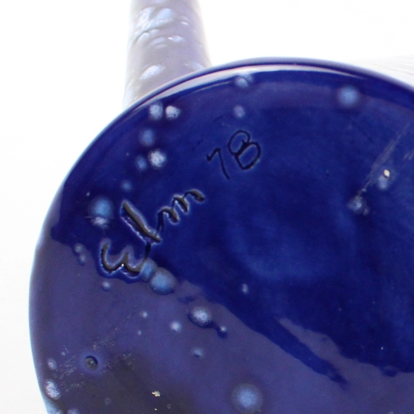 Vintage Hand Painted Blue Spongeware Coffee Pot Blue