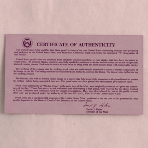 1993 United States Mint Proof Set with COA